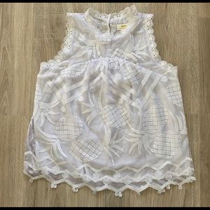 Maeve by Anthro Pineapple Lace Sleeveless Blouse Sz 8